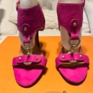 Nine West Heeled Sandals Size 8.5 in Fuschia Pink